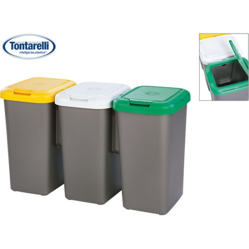 Set of 3 Recycling Bins 77x32x47.5 Cm
