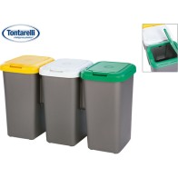 Set of 3 Recycling Bins 77x32x47.5 Cm