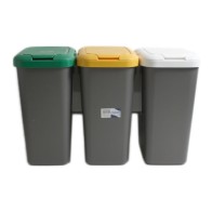 Set of 3 Recycling Bins 77x32x47.5 Cm