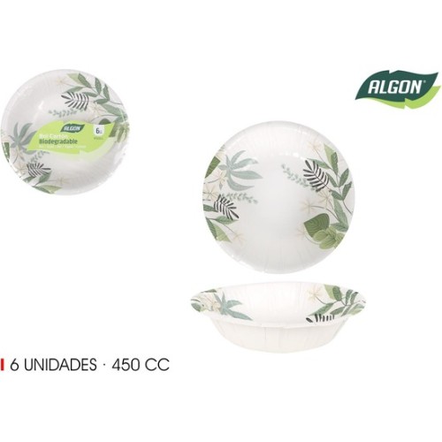 Set de 6 Bol Cartón Flora 450cc
