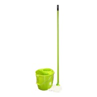 12L Bucket with Strainer, Mop, and Green Handle