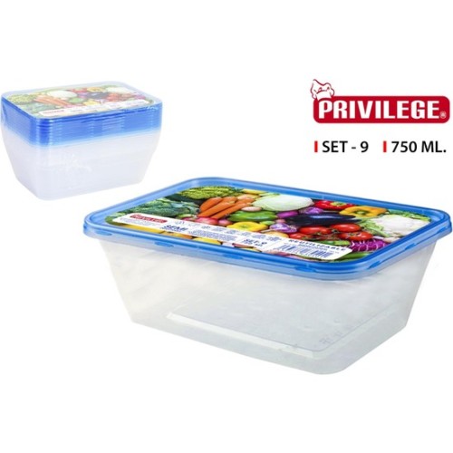 Set 9 Semidesechables Rectangular 750ml