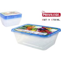 Set 9 Semidesechables Rectangular 750ml