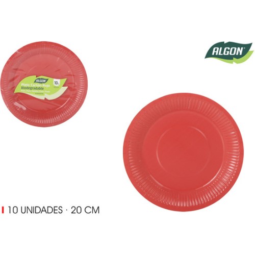 Set of 10 Red Paper Plates Algon
