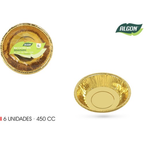 Set de 6 Bolas de Cartón Doradas 450cc Algon