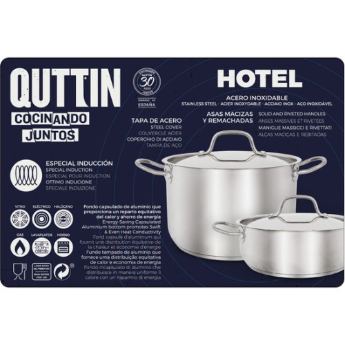Cacerola + Tapa Acero Ind 22cm/0,8mm/3L Quttin Hotel