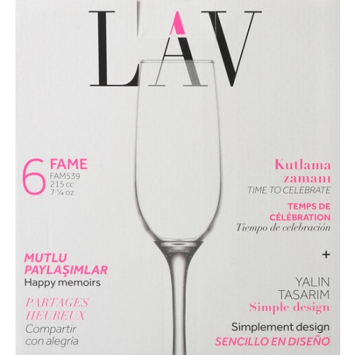 Fame High Set of 6 Champagne Glasses 215cc