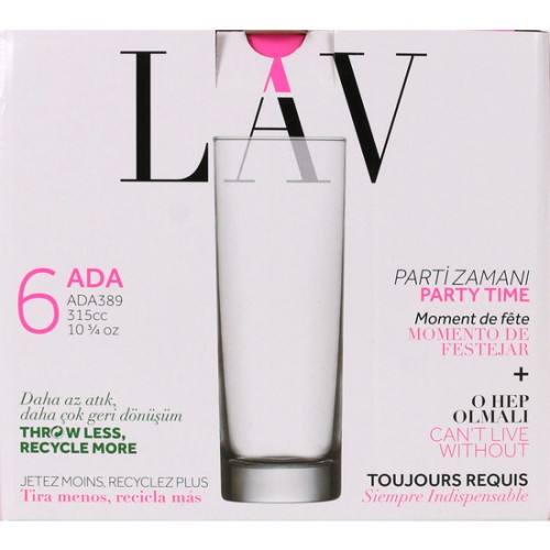 Set 6 Vasos Tubo 315cc Ada