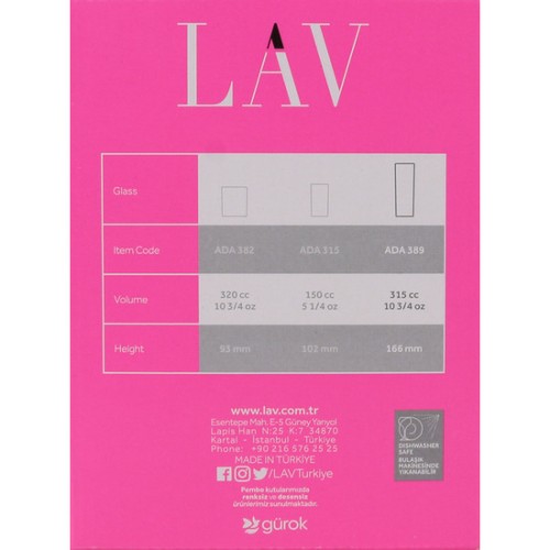 Set 6 Vasos Tubo 315cc Ada