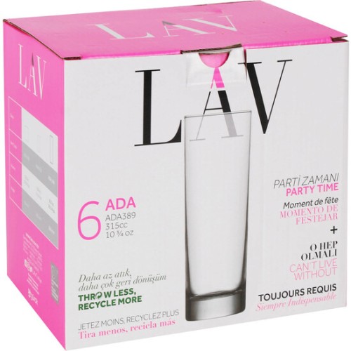 Set of 6 Tube Glasses 315cc Ada