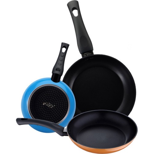 Set of 3 Forged Aluminum Induction Frying Pans Monza