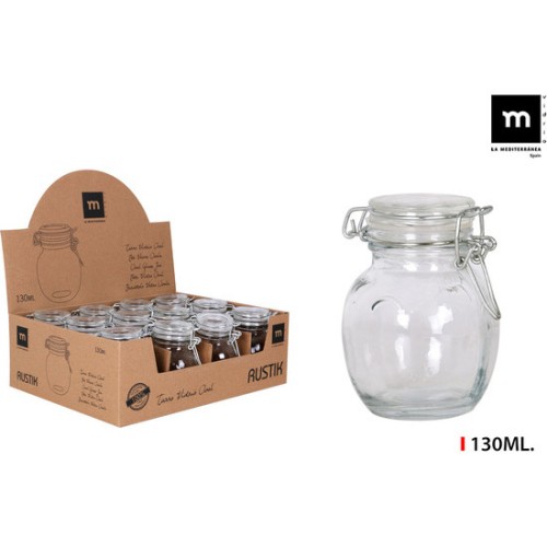 Mini Oval Glass Jar 130ml Mediterranea