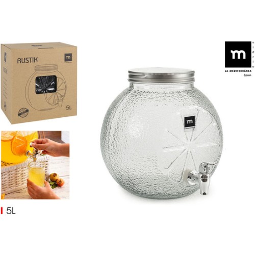 Tarro Dispensador de Vidrio Mediterráneo 7L - Bebidas Convenientes para Fiestas
