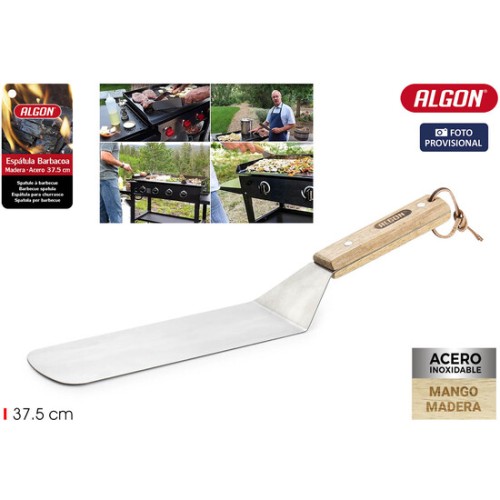 Espátula Barbacoa de Madera 37.5cm Algon - Perfecta para Asar