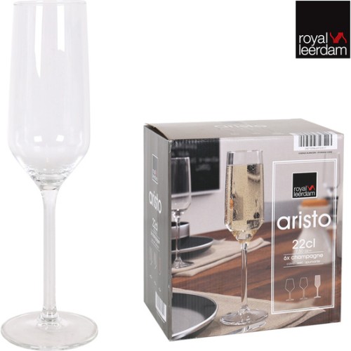 Set of 6 Aristo Champagne Glasses 22cl