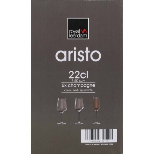 Set of 6 Aristo Champagne Glasses 22cl