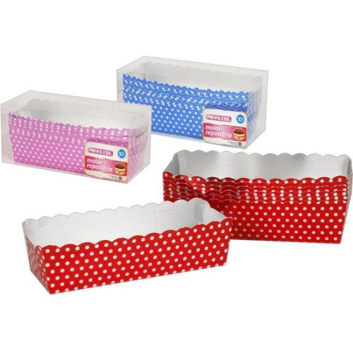 Set of 10 Rectangular Aluminum Baking Molds - Assorted Colors