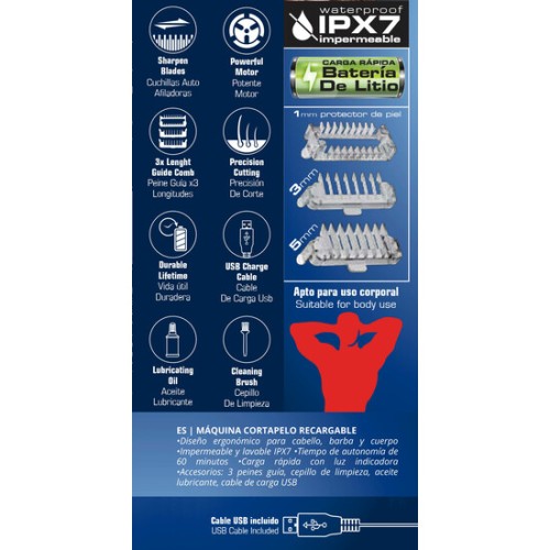 Rechargeable Waterproof Hair Clipper for Easy Grooming