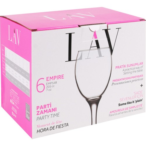 Set of 6 White Wine Glasses 200cc Empire