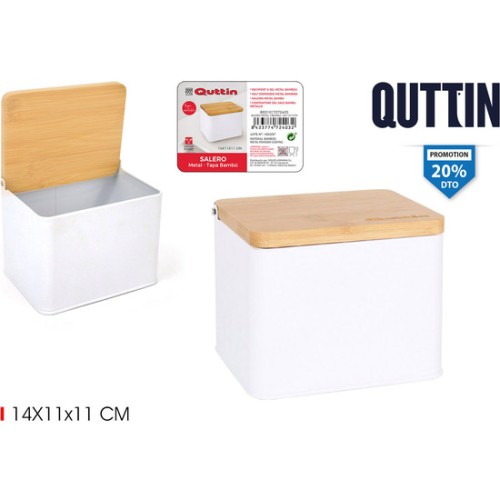 Metal Salt Shaker Bamboo Board 14x11x11cm Privilege