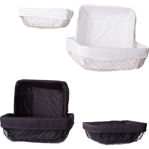 Set of 3 Assorted Color Baskets White/Black