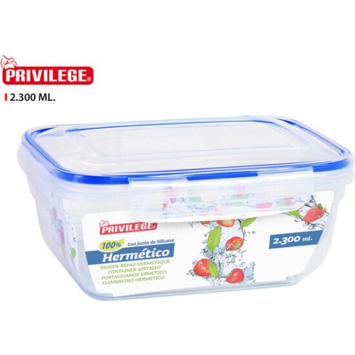 Fiambrera Hermética Rectangular 2300ml para Almacenamiento de Alimentos