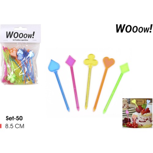Set 50 Palillos Cocktail Plástico Wooow