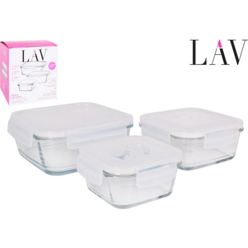 Set of 3 Hermetic Food Containers 375cc 720cc 1150cc
