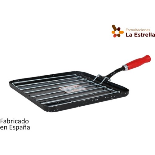 Asador Cuadrado Con Parrilla 23cm Jaspeada para Cocción Perfecta