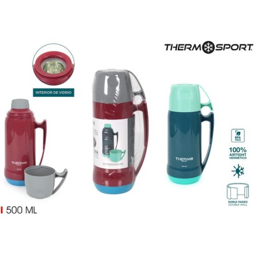Thermo Plastic Insulated Bottle with Cup 0.5L