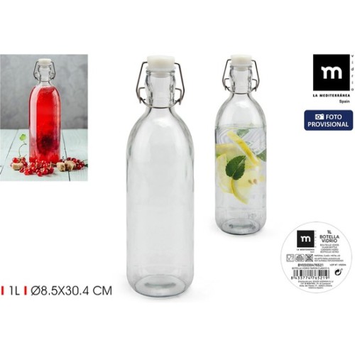 Botella de vidrio clásica 1L La Mediterranea