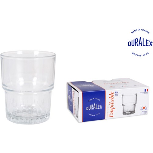 Set of 6 Stackable Transparent Glasses 16cl