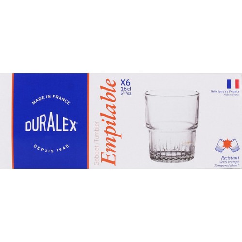 Set of 6 Stackable Transparent Glasses 16cl