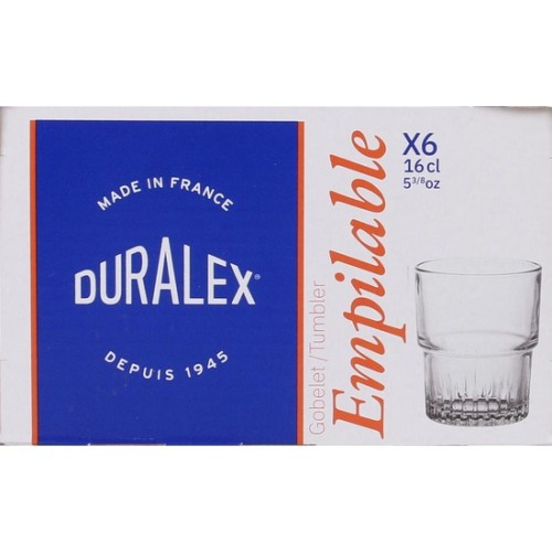 Set of 6 Stackable Transparent Glasses 16cl