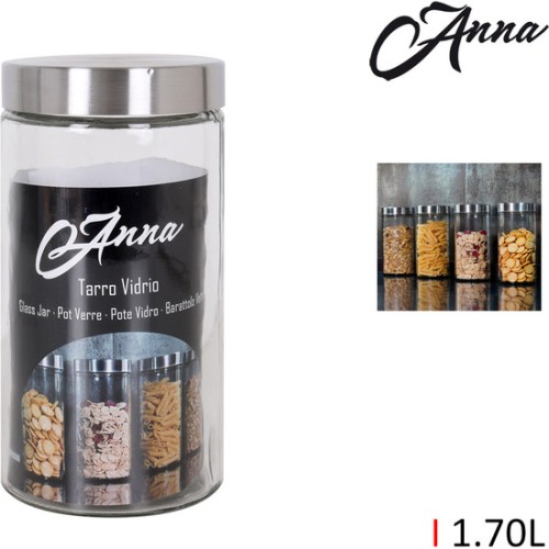 1.7lt Glass Jar with Steel Lid Anna