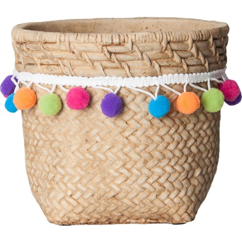 Colorful Tassel Cement Planter 17 x 17 cm