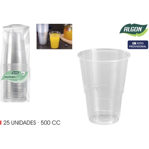 Set-25 Vaso Transparente 500cc Algon - Ideal para Fiestas