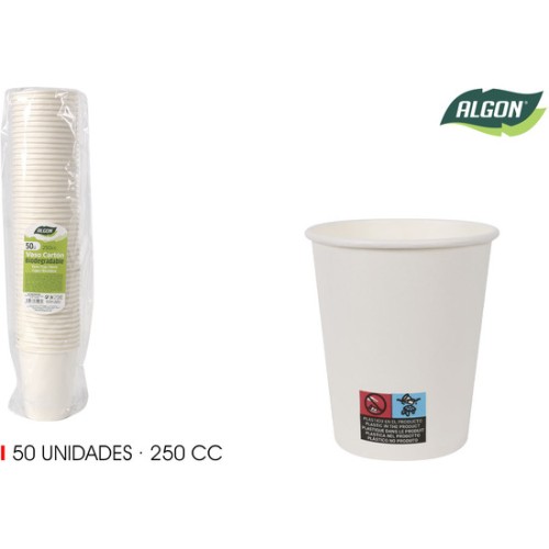 Set of 50 250cc White Carton Cups Algon
