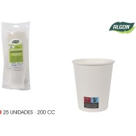 Set de 25 Vasos Blancos Cartón 200cc Algon