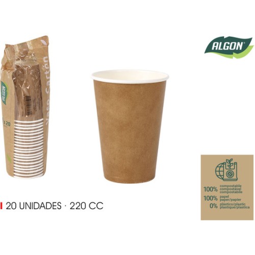 Set-20 Vaso Carton Kraft 220cc Algon