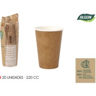 Set of 20 Kraft Paper Cups 220cc Algon