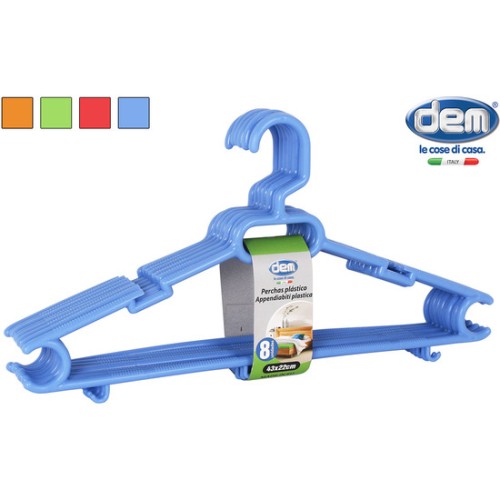 Set 8 Perchas Plastico 43x22cm Rainbow