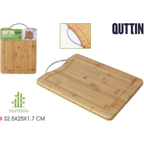 Tabla Cortar Bambu/metal Quttin 32,5x25x1,7cm