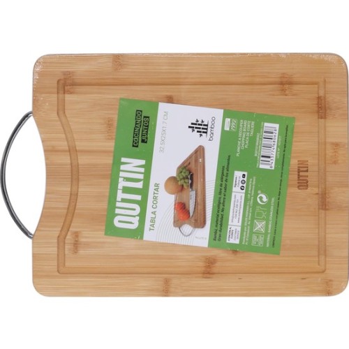 Quttin Bamboo and Metal Cutting Board 32.5x25x1.7cm