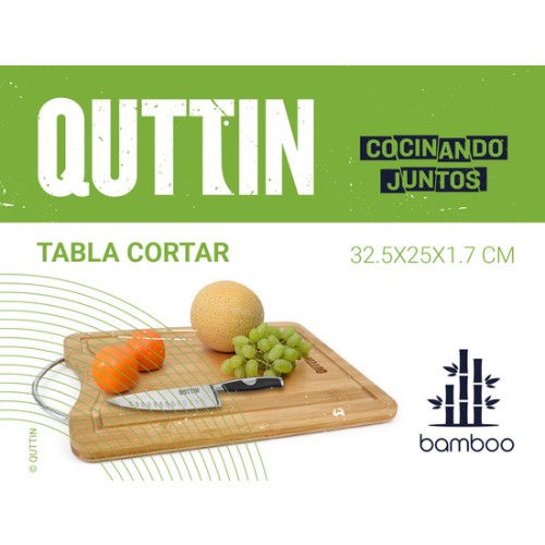 Quttin Bamboo and Metal Cutting Board 32.5x25x1.7cm