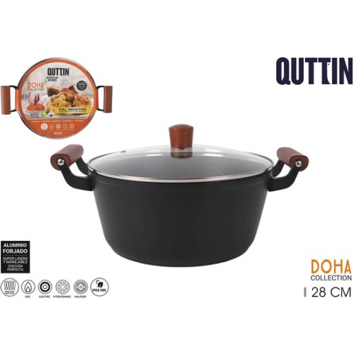 Cacerola 28cm Inducción Completa con Tapa Doha Quttin