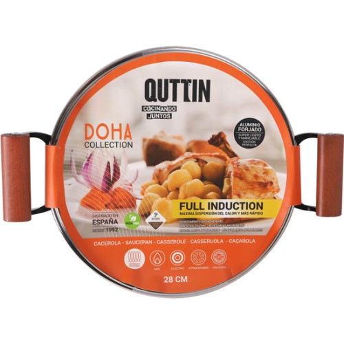 Cacerola 28cm Inducción Completa con Tapa Doha Quttin