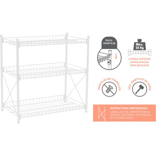 3-Tier Metal Shelf 52x34x55 Confortime