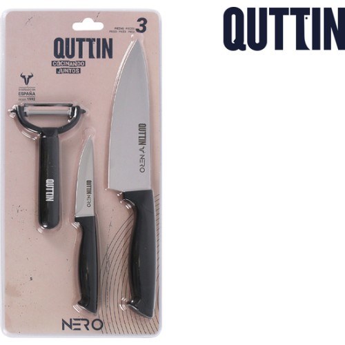 Set of 3 Chef Knives Peeler & Oscillating Nero