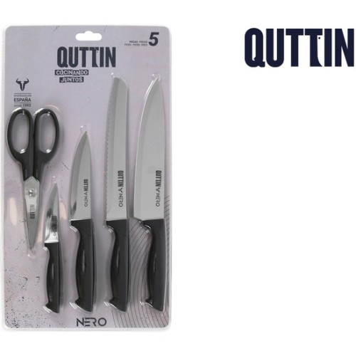 Set of 5 Knives and Scissors Nero